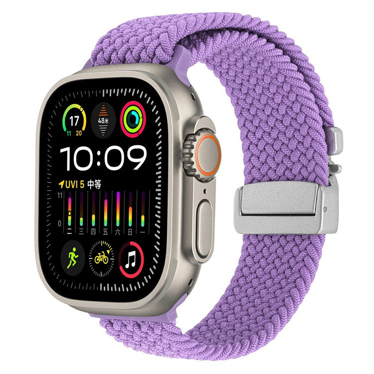 Wrist Strap for Apple Watch Series 10 9 8 7 SE 6 5 4 3 2 1 42mm 41mm 40mm 38mm Parachute Buckle Nylon Braided Watch Band - Purple