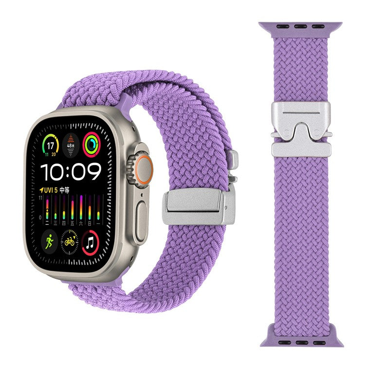 Wrist Strap for Apple Watch Series 10 9 8 7 SE 6 5 4 3 2 1 42mm 41mm 40mm 38mm Parachute Buckle Nylon Braided Watch Band - Purple