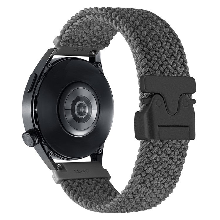 22mm Universal Wrist Strap Parachute Buckle Nylon Braided Smart Watch Band - Grey