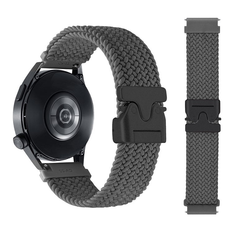 22mm Universal Wrist Strap Parachute Buckle Nylon Braided Smart Watch Band - Grey