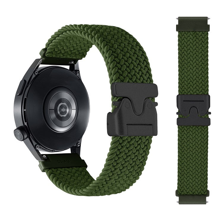 22mm Universal Wrist Strap Parachute Buckle Nylon Braided Smart Watch Band - Green