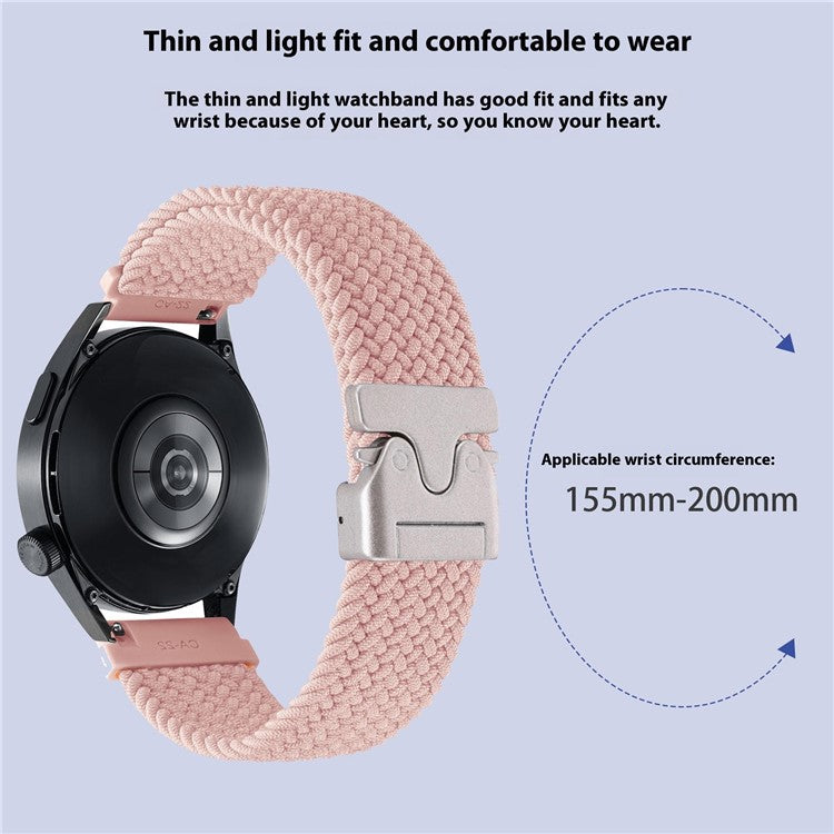 22mm Universal Wrist Strap Parachute Buckle Nylon Braided Smart Watch Band - Green