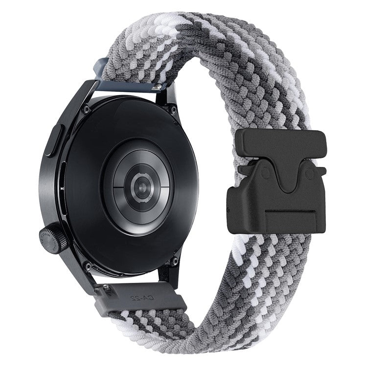 22mm Universal Wrist Strap Parachute Buckle Nylon Braided Smart Watch Band - Colorful Black