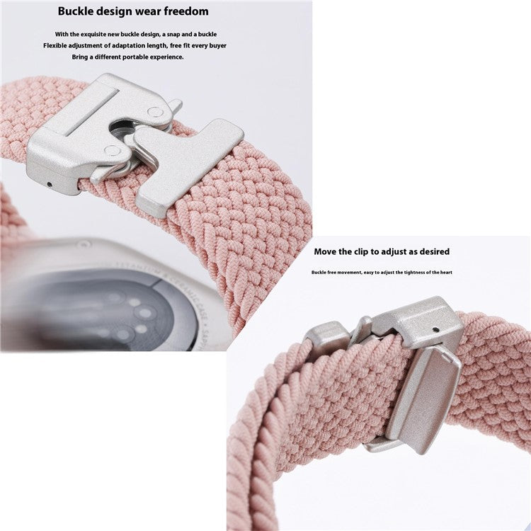 22mm Universal Wrist Strap Parachute Buckle Nylon Braided Smart Watch Band - Colorful Black