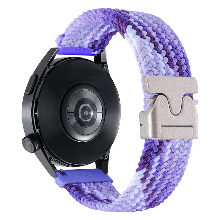 22mm Universal Wrist Strap Parachute Buckle Nylon Braided Smart Watch Band - Colorful Purple