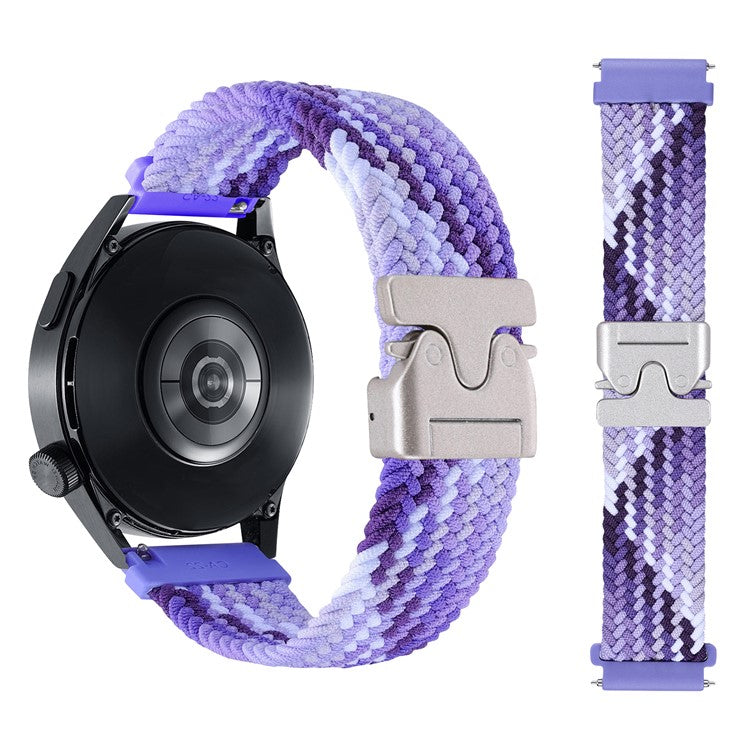 22mm Universal Wrist Strap Parachute Buckle Nylon Braided Smart Watch Band - Colorful Purple