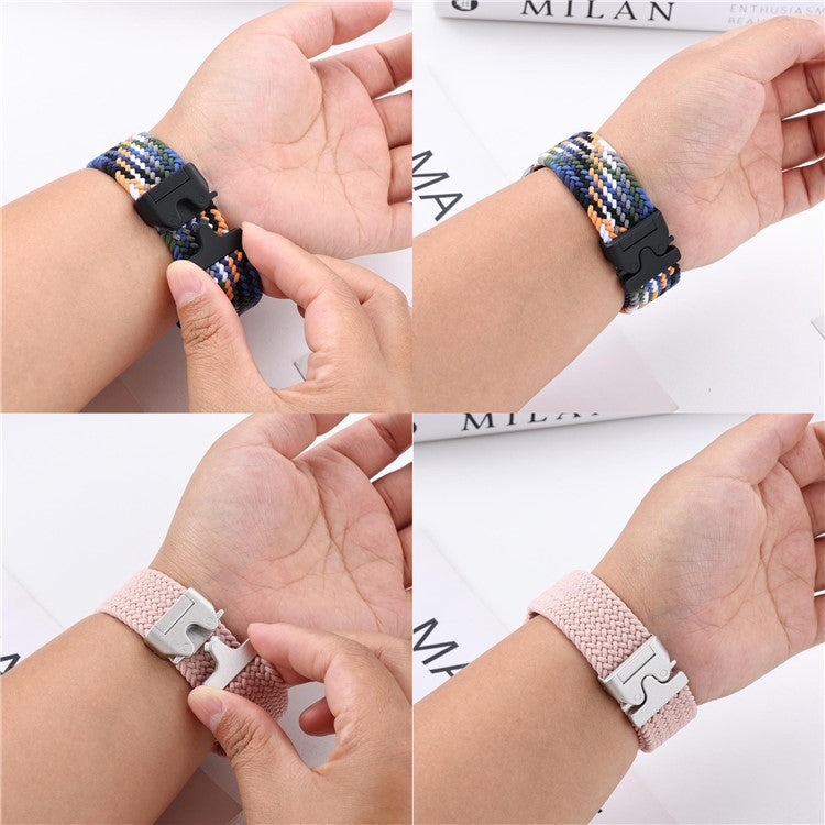 22mm Universal Wrist Strap Parachute Buckle Nylon Braided Smart Watch Band - Colorful Purple