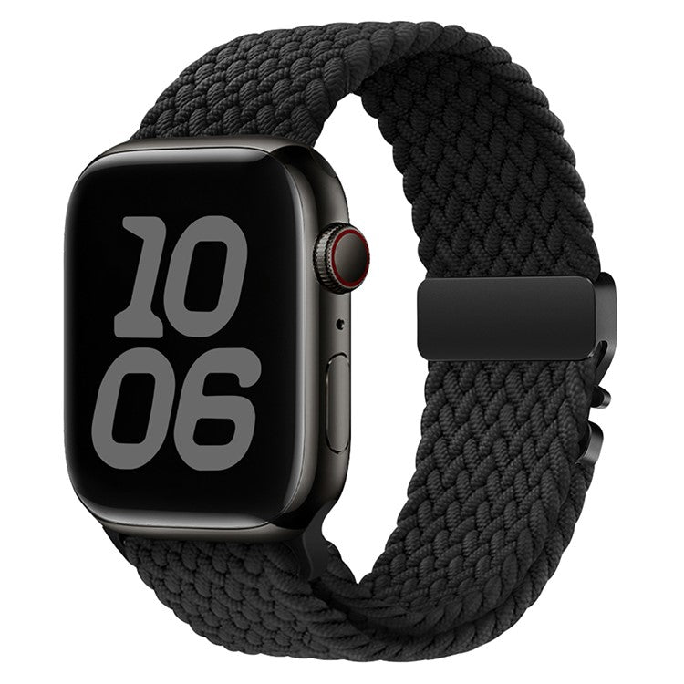 Nylon Strap for Apple Watch Series 10 9 8 7 SE 6 5 4 3 2 1 42mm 41mm 40mm 38mm Parachute Buckle Braided Watch Band - Black