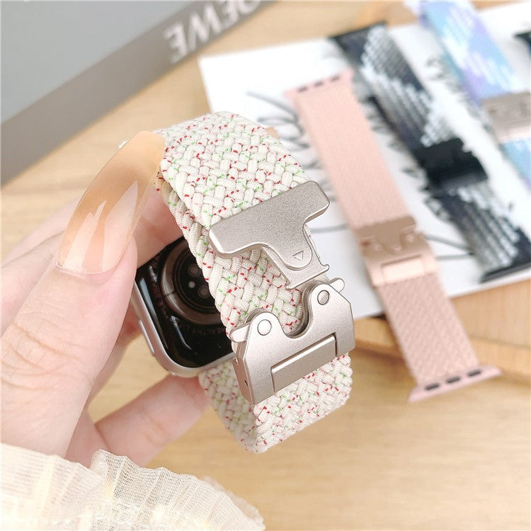 Nylon Strap for Apple Watch Series 10 Ultra 9 8 7 SE 6 5 4 3 2 1 46mm 49mm 45mm 44mm 42mm Parachute Buckle Watch Band - Black