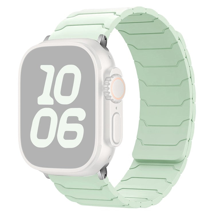 Silicone Strap for Apple Watch Series 10 9 8 7 SE 6 5 4 3 2 1 42mm 41mm 40mm 38mm Magnetic Band - Light Mint Green