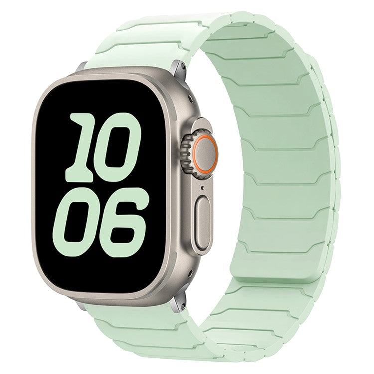 Silicone Strap for Apple Watch Series 10 9 8 7 SE 6 5 4 3 2 1 42mm 41mm 40mm 38mm Magnetic Band - Light Mint Green