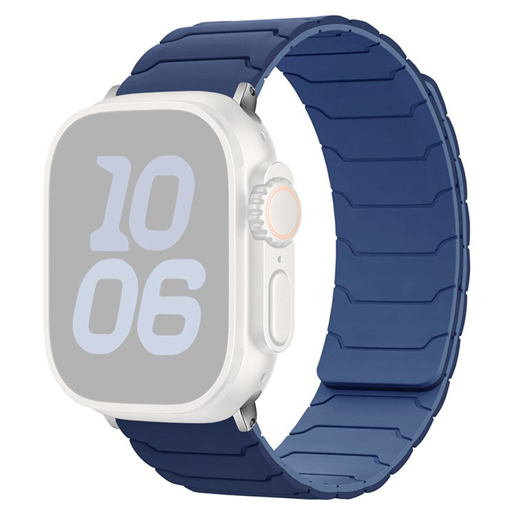 Silicone Strap for Apple Watch Series 10 Ultra 9 8 7 SE 6 5 4 3 2 1 46mm 49mm 45mm 44mm 42mm Magnetic Band - Navy Blue