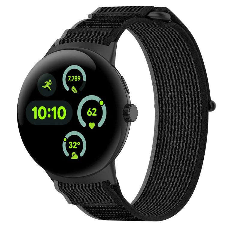 Watch Band for Google Pixel Watch 3 41mm / Pixel Watch 2 / Pixel Watch Adjustable Nylon Loop Strap - Black+Grey