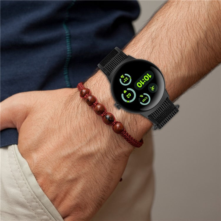 Watch Band for Google Pixel Watch 3 41mm / Pixel Watch 2 / Pixel Watch Adjustable Nylon Loop Strap - Black+Grey