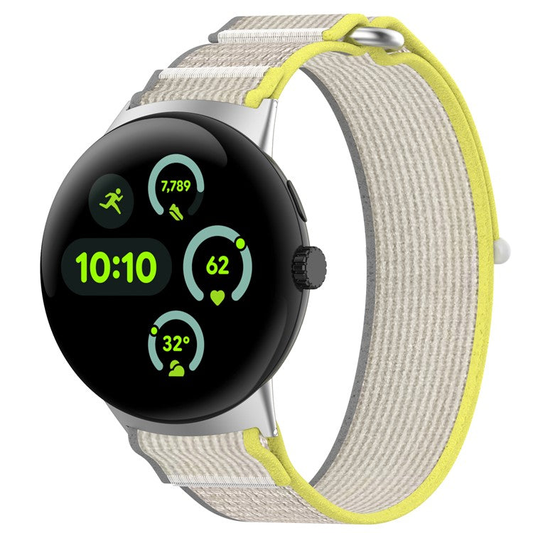 Watch Band for Google Pixel Watch 3 41mm / Pixel Watch 2 / Pixel Watch Adjustable Nylon Loop Strap - Yellow+Grey