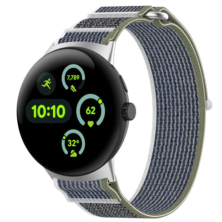 Watch Band for Google Pixel Watch 3 41mm / Pixel Watch 2 / Pixel Watch Adjustable Nylon Loop Strap - Green+Grey