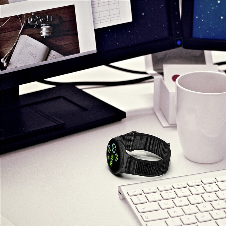 Watch Band for Google Pixel Watch 3 41mm / Pixel Watch 2 / Pixel Watch Adjustable Nylon Loop Strap - Green+Grey