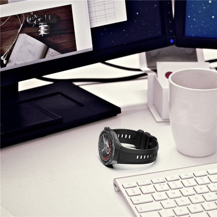 For Huawei Watch GT 5 Pro 46mm Silicone Strap Adjustable Length Replacement Band - Ivory White