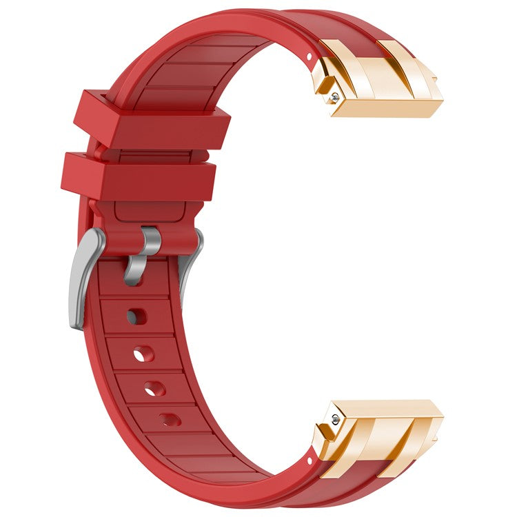For Samsung Galaxy Watch4 40mm / 44mm / Huawei Watch GT 3 Pro 43mm Watch Band 20mm Royal Oak Style Silicone Strap Gold Metal Buckle - Red