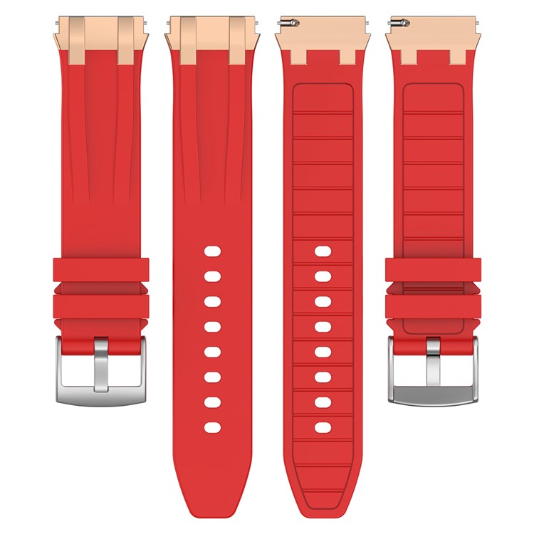 For Samsung Galaxy Watch4 40mm / 44mm / Huawei Watch GT 3 Pro 43mm Watch Band 20mm Royal Oak Style Silicone Strap Gold Metal Buckle - Red