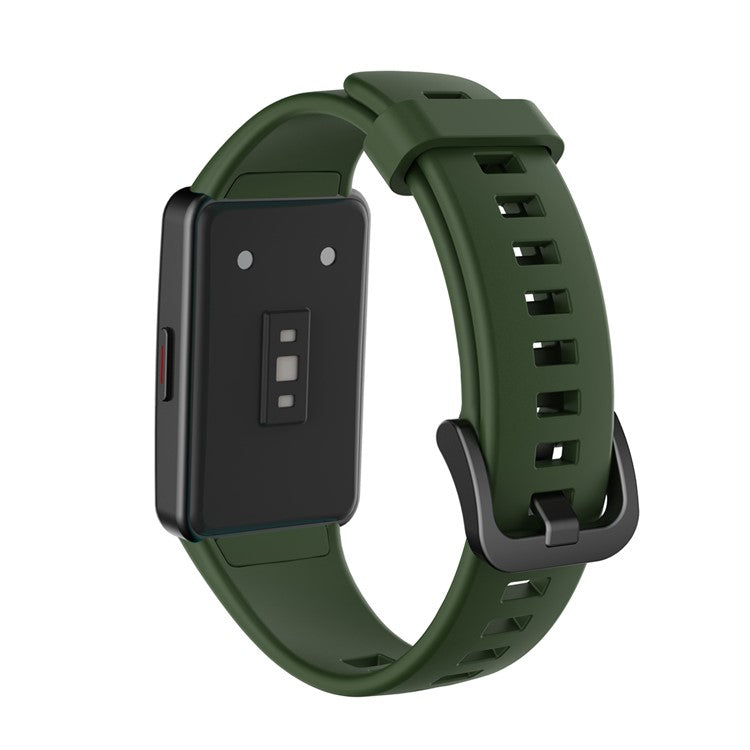 Solid Color Soft Silicone Watch Strap for Honor Band 6 - Dark Green