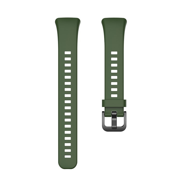 Solid Color Soft Silicone Watch Strap for Honor Band 6 - Dark Green