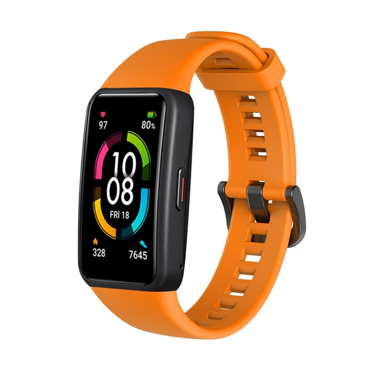 Solid Color Soft Silicone Watch Strap for Honor Band 6 - Orange