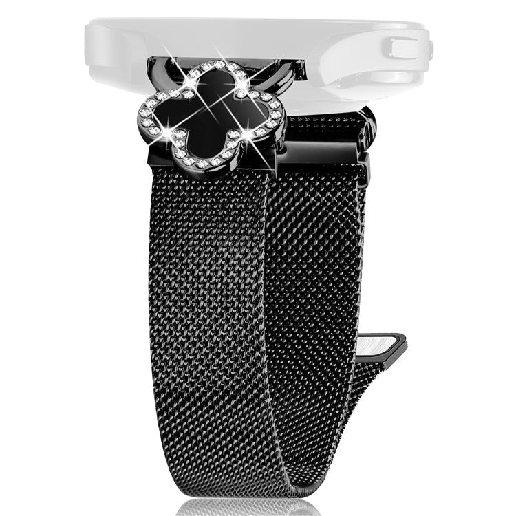 For Huami Amazfit GTS Milanese Band Stainless Steel Watch Strap Clover Decor, Size: S - Black / Black Shell