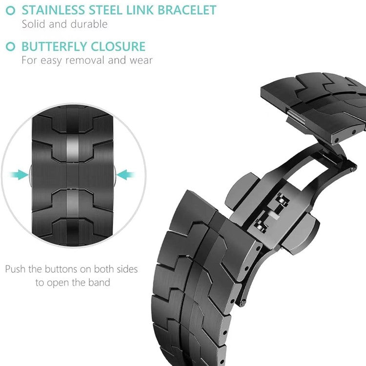 For Samsung Galaxy Watch Ultra 47mm Butterfly Buckle Titanium Alloy Watch Band - Black+Orange