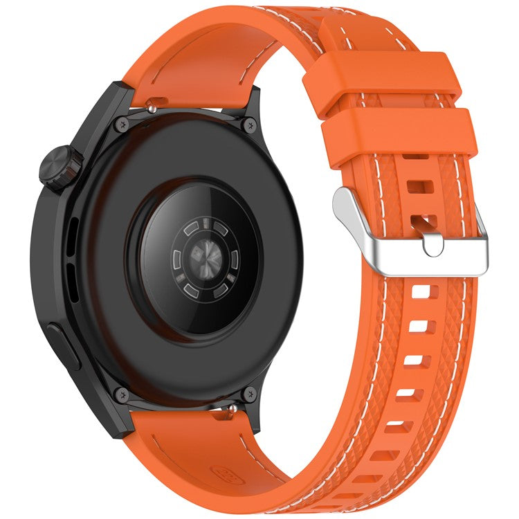 Silicone Strap for Huami Amazfit Bip 5 / GTR 47mm / GTR 2 Universal 22mm Stitching Lines Watch Band - Orange