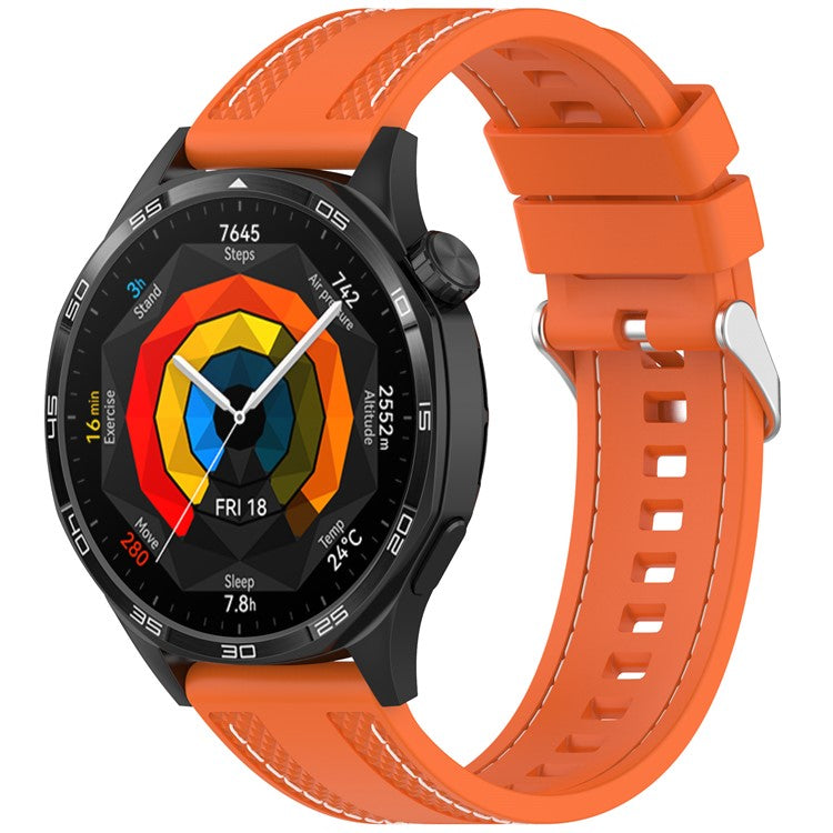 Silicone Strap for Huami Amazfit Bip 5 / GTR 47mm / GTR 2 Universal 22mm Stitching Lines Watch Band - Orange