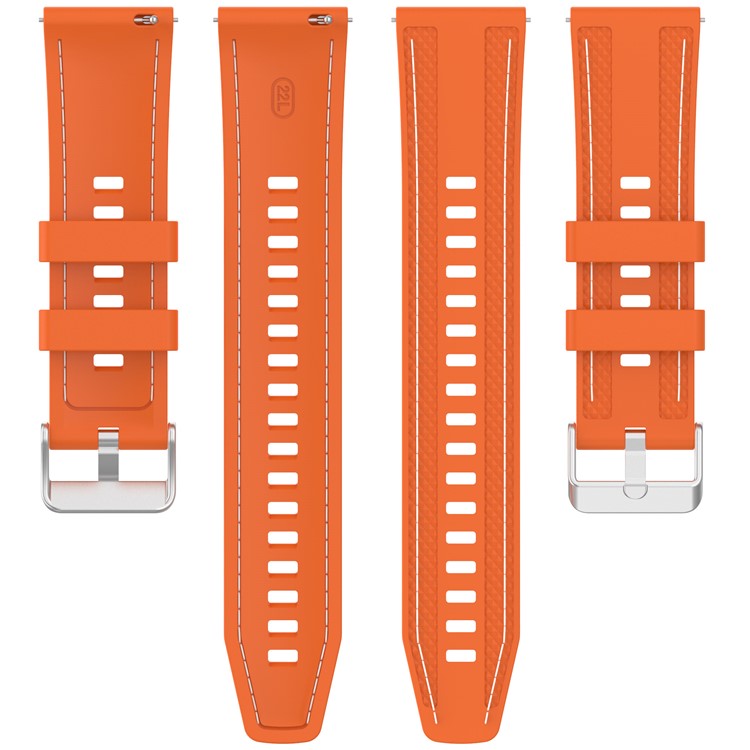 Silicone Strap for Huami Amazfit Bip 5 / GTR 47mm / GTR 2 Universal 22mm Stitching Lines Watch Band - Orange
