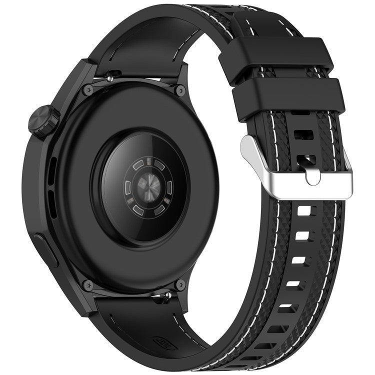 Silicone Strap for Huami Amazfit Bip 5 / GTR 47mm / GTR 2 Universal 22mm Stitching Lines Watch Band - Black