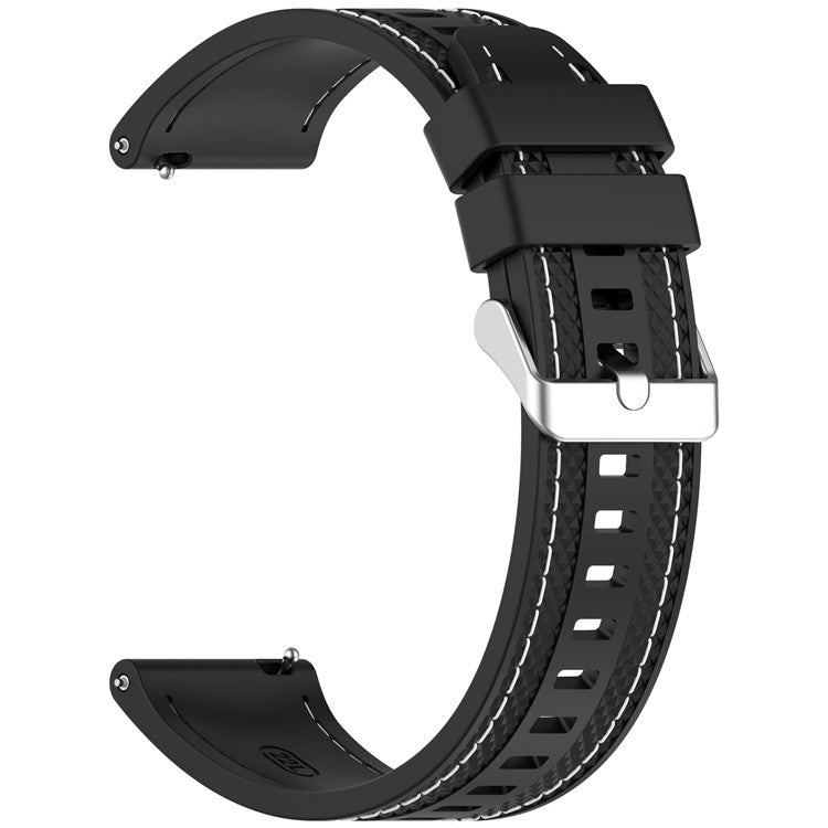 Silicone Strap for Huami Amazfit Bip 5 / GTR 47mm / GTR 2 Universal 22mm Stitching Lines Watch Band - Black