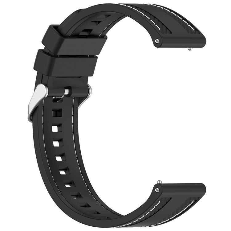 Silicone Strap for Huami Amazfit Bip 5 / GTR 47mm / GTR 2 Universal 22mm Stitching Lines Watch Band - Black