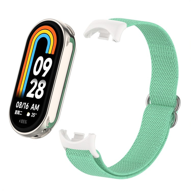 For Xiaomi Smart Band 9 / Smart Band 8 Nylon Wrist Strap with Connector Elastic Watch Band - Light Green