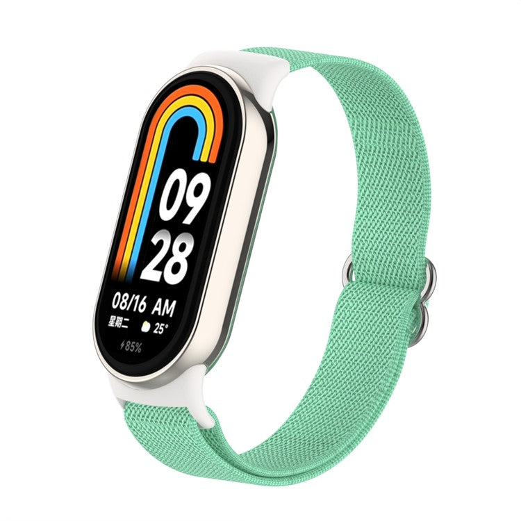 For Xiaomi Smart Band 9 / Smart Band 8 Nylon Wrist Strap with Connector Elastic Watch Band - Light Green