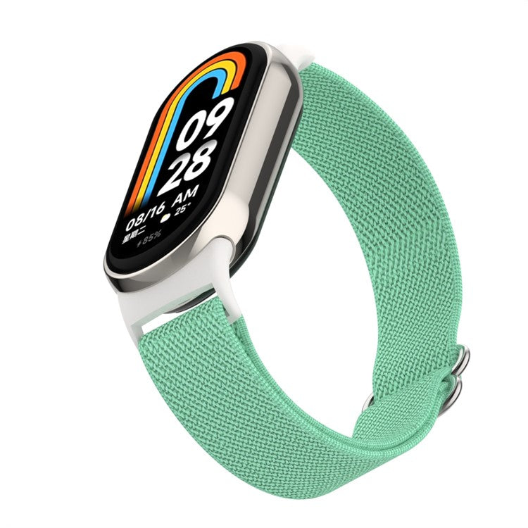 For Xiaomi Smart Band 9 / Smart Band 8 Nylon Wrist Strap with Connector Elastic Watch Band - Light Green