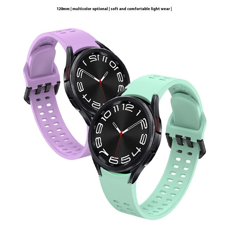 For Samsung Galaxy Watch7 / Watch6 / Watch 5 44mm 40mm Silicone Watch Band Double Hole Button Strap - White