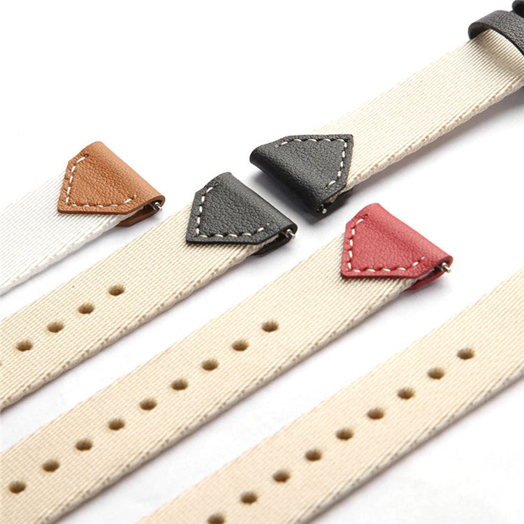 Watch Strap For Huawei Watch GT 5 Pro 42m / GT 5 41mm / GT 4 41mm / GT 3 42mm , 18mm Leather Nylon Woven Watch Band - White Brown