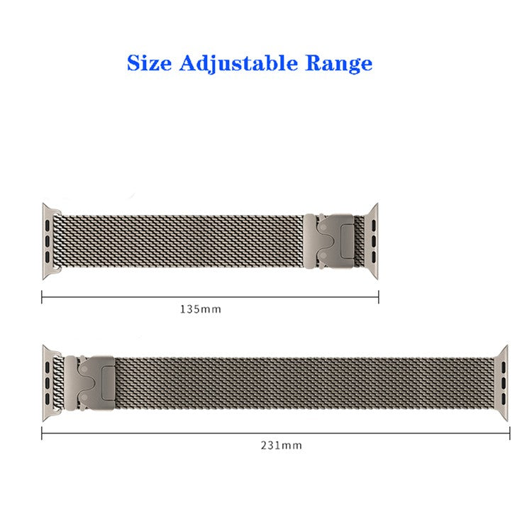 Watch Band For Apple Watch Series 10 9 8 7 SE 6 5 4 3 2 1 42mm 41mm 40mm 38mm Umbrella Buckle Electroplated Stainless Steel Strap - Titanium