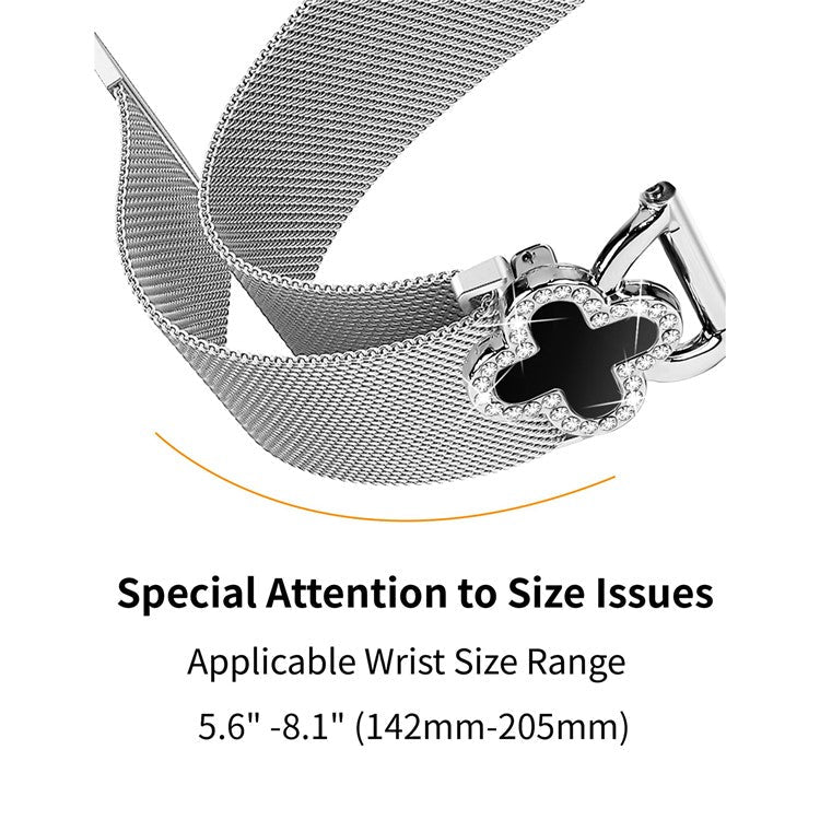For Gabb Watch 1 Milanese Band Stainless Steel Magnetic Watch Strap with Clover Connector, Size: S - Silver / Black