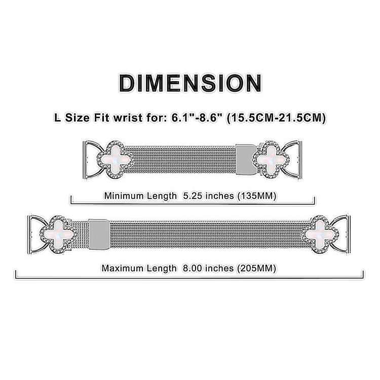 For Haylou BLING LS12 Milanese Band Clover Decor Electroplated Stainless Steel Strap, Size: L - Rose Gold / Black