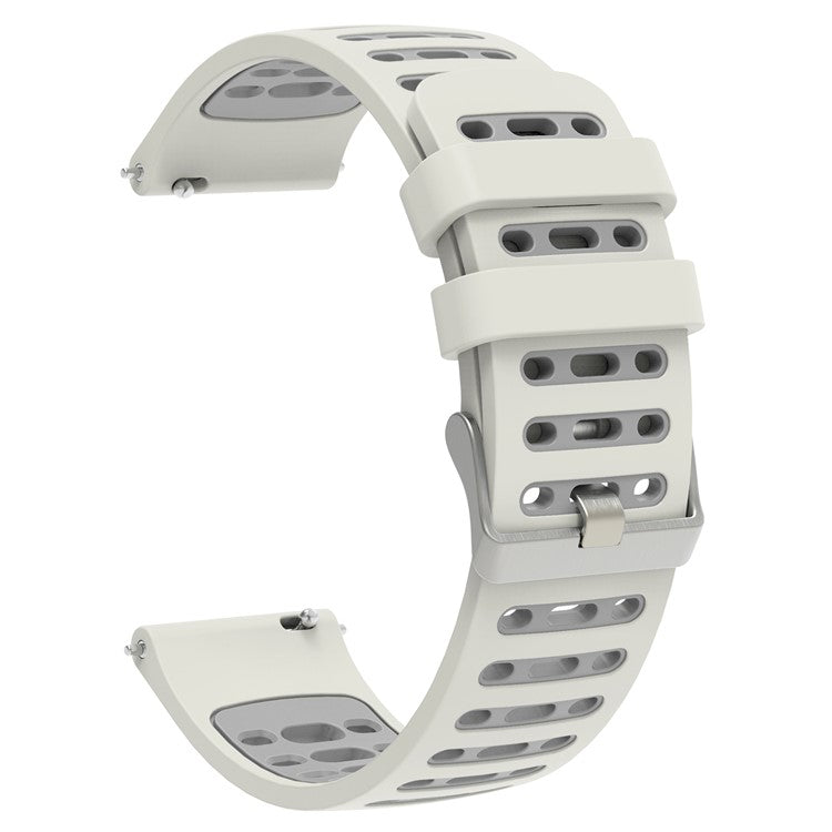 18mm Silicone Band for Huawei Watch GT 5 Pro 42mm / GT 5 41mm / Garmin Forerunner 265S Dual Color Watch Strap - Silver White+Light Grey