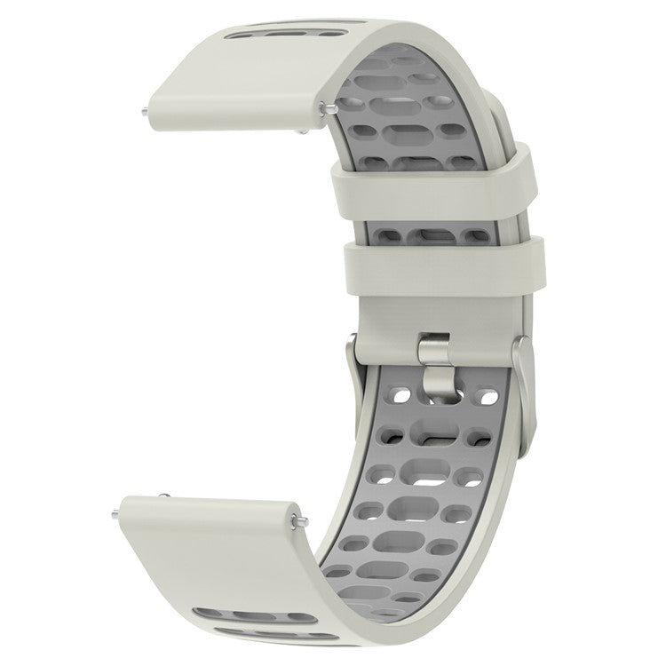 18mm Silicone Band for Huawei Watch GT 5 Pro 42mm / GT 5 41mm / Garmin Forerunner 265S Dual Color Watch Strap - Silver White+Light Grey