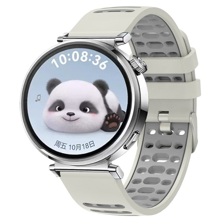 18mm Silicone Band for Huawei Watch GT 5 Pro 42mm / GT 5 41mm / Garmin Forerunner 265S Dual Color Watch Strap - Silver White+Light Grey