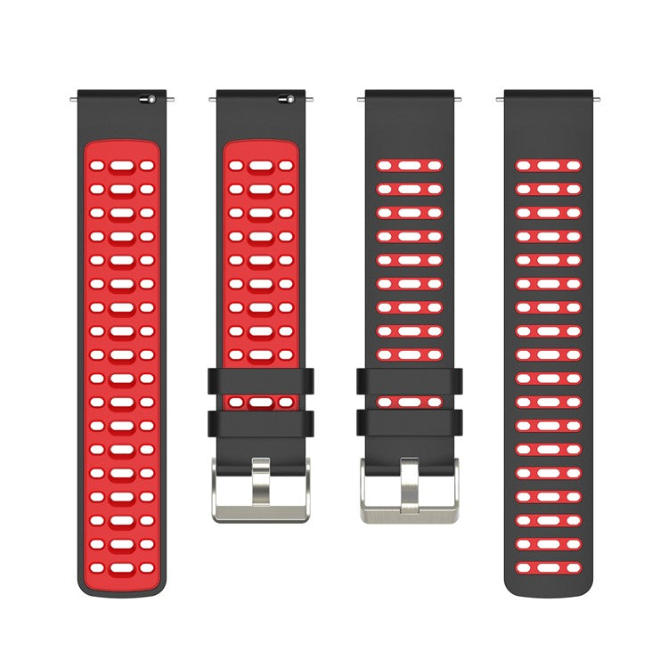 18mm Silicone Band for Huawei Watch GT 5 Pro 42mm / GT 5 41mm / Garmin Forerunner 265S Dual Color Watch Strap - Silver White+Light Grey