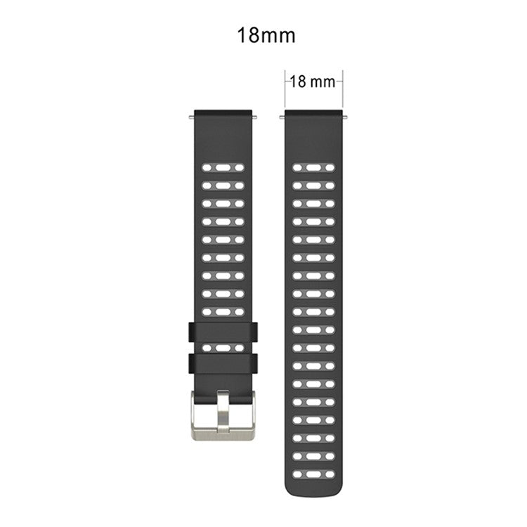 18mm Silicone Band for Huawei Watch GT 5 Pro 42mm / GT 5 41mm / Garmin Forerunner 265S Dual Color Watch Strap - Silver White+Light Grey