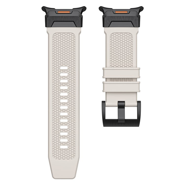 LEMONDA For Samsung Galaxy Watch Ultra 47mm Band Rubber Breathable Watch Strap - Starlight / Black Connector