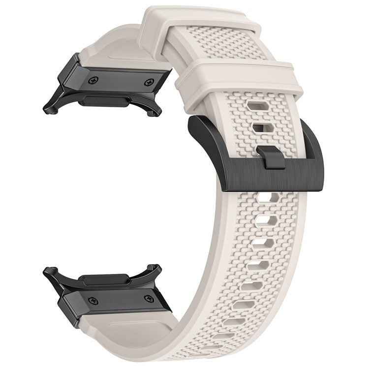 LEMONDA For Samsung Galaxy Watch Ultra 47mm Band Rubber Breathable Watch Strap - Starlight / Black Connector